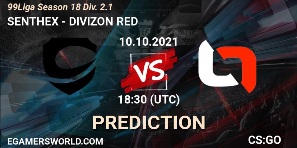 Pronóstico SENTHEX - DIVIZON RED. 10.10.2021 at 18:30, Counter-Strike (CS2), 99Liga Season 18 Div. 2.1