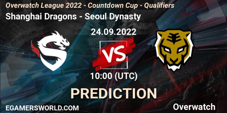 Pronóstico Shanghai Dragons - Seoul Dynasty. 24.09.2022 at 10:00, Overwatch, Overwatch League 2022 - Countdown Cup - Qualifiers