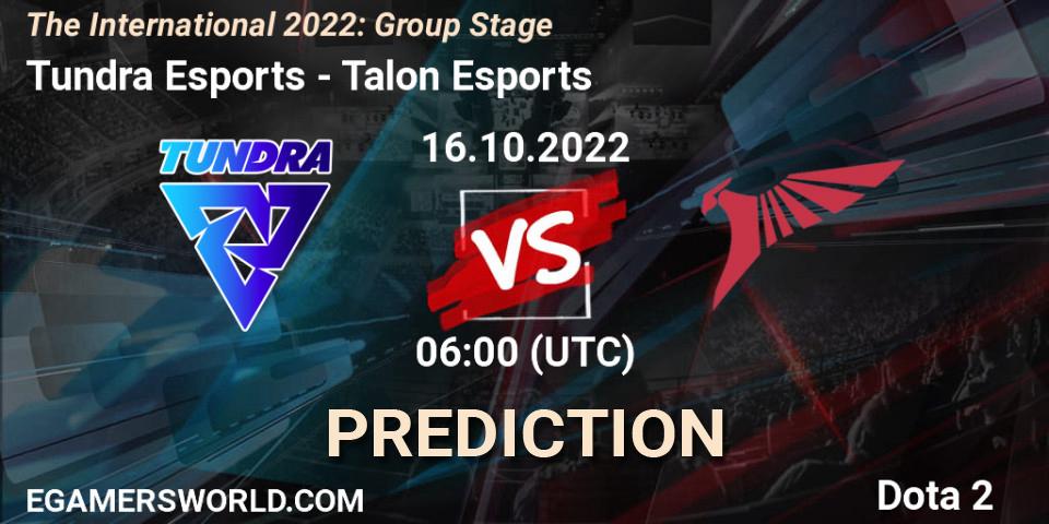 Pronóstico Tundra Esports - Talon Esports. 16.10.2022 at 06:37, Dota 2, The International 2022: Group Stage