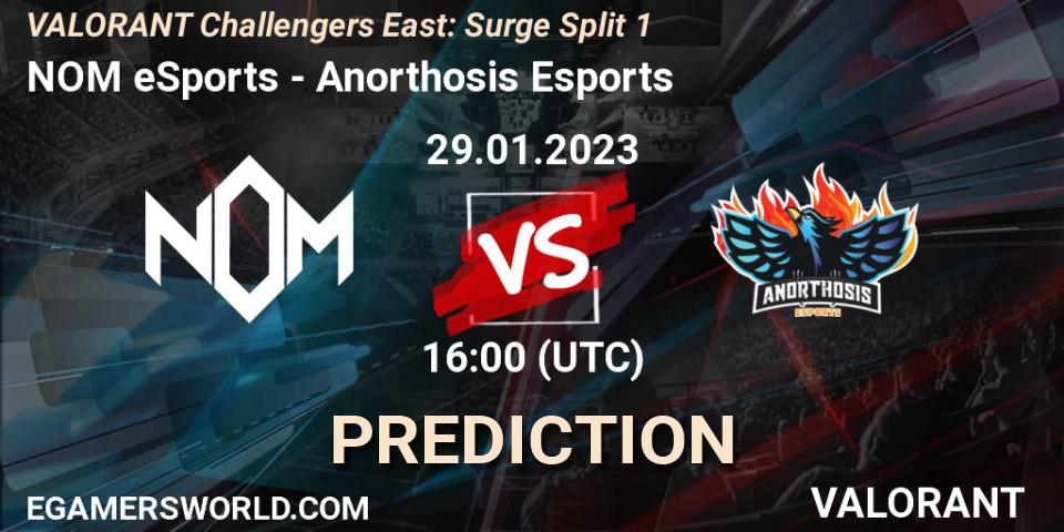 Pronóstico NOM eSports - Anorthosis Esports. 29.01.23, VALORANT, VALORANT Challengers 2023 East: Surge Split 1