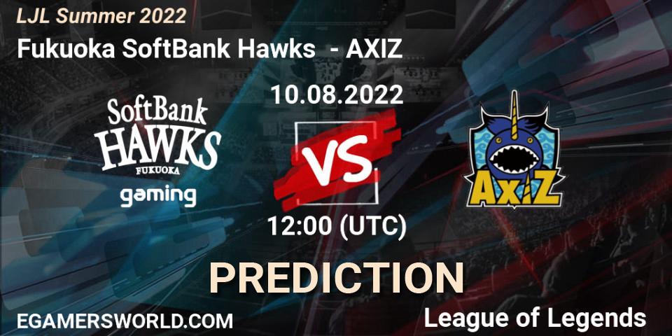 Pronóstico Fukuoka SoftBank Hawks - AXIZ. 10.08.22, LoL, LJL Summer 2022