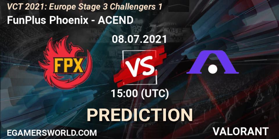 Pronóstico FunPlus Phoenix - ACEND. 08.07.2021 at 15:00, VALORANT, VCT 2021: Europe Stage 3 Challengers 1