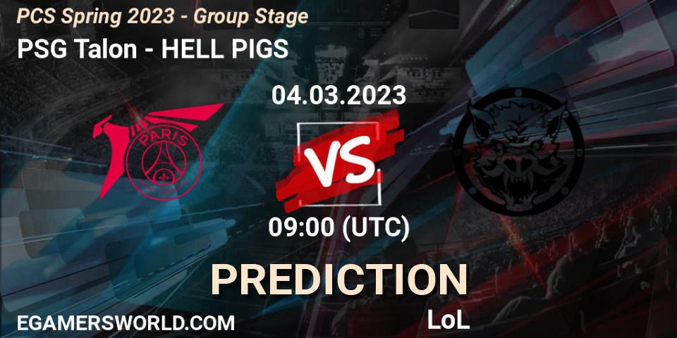 Pronóstico PSG Talon - HELL PIGS. 11.02.2023 at 10:00, LoL, PCS Spring 2023 - Group Stage