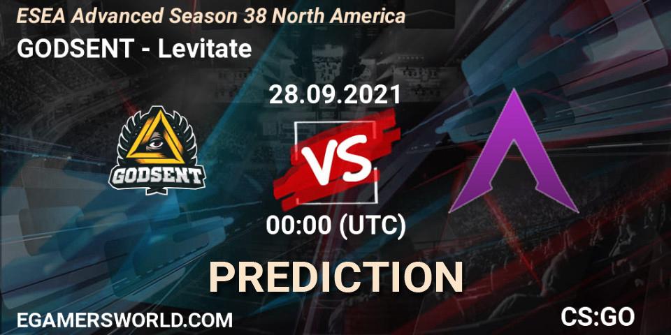 Pronóstico GODSENT - Levitate. 28.09.2021 at 00:00, Counter-Strike (CS2), ESEA Advanced Season 38 North America