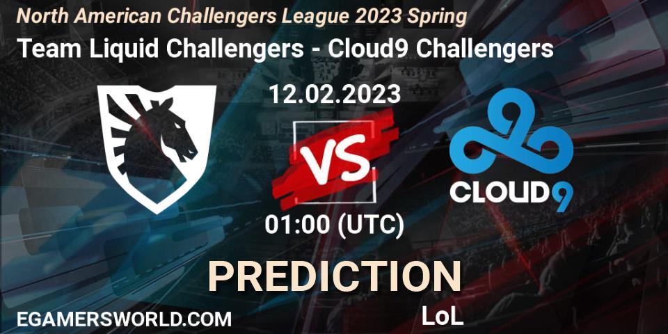 Pronóstico Team Liquid Challengers - Cloud9 Challengers. 12.02.2023 at 01:00, LoL, NACL 2023 Spring - Group Stage