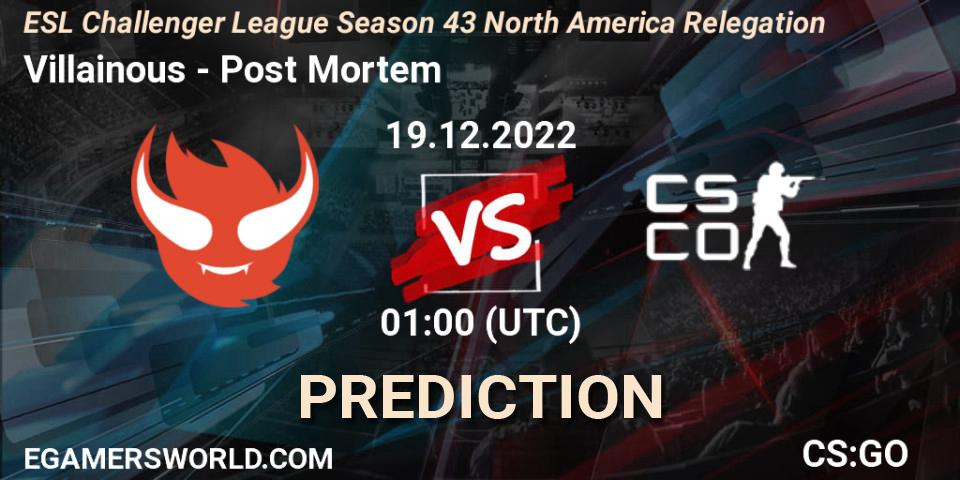 Pronóstico Villainous - Post Mortem. 19.12.22, CS2 (CS:GO), ESL Challenger League Season 43 North America Relegation