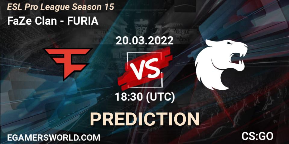 Pronóstico FaZe Clan - FURIA. 20.03.2022 at 18:45, Counter-Strike (CS2), ESL Pro League Season 15
