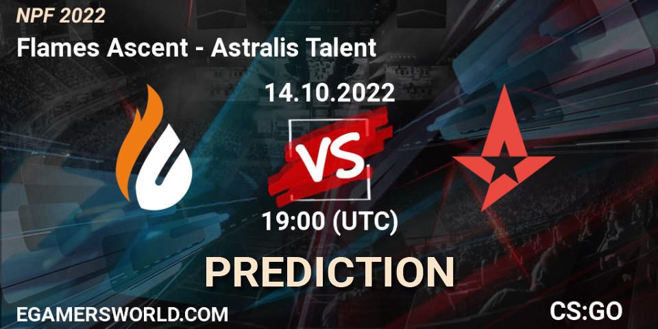 Pronóstico Flames Ascent - Astralis Talent. 14.10.2022 at 20:00, Counter-Strike (CS2), NPF 2022