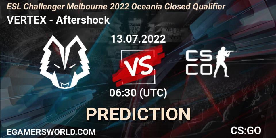 Pronóstico VERTEX - Aftershock. 13.07.2022 at 06:30, Counter-Strike (CS2), ESL Challenger Melbourne 2022 Oceania Closed Qualifier