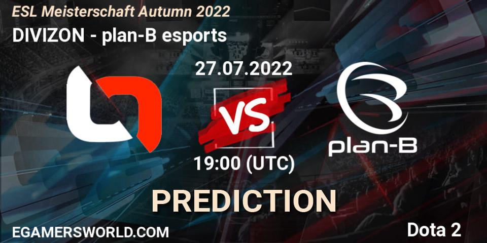 Pronóstico DIVIZON - plan-B esports. 27.07.2022 at 19:51, Dota 2, ESL Meisterschaft Autumn 2022