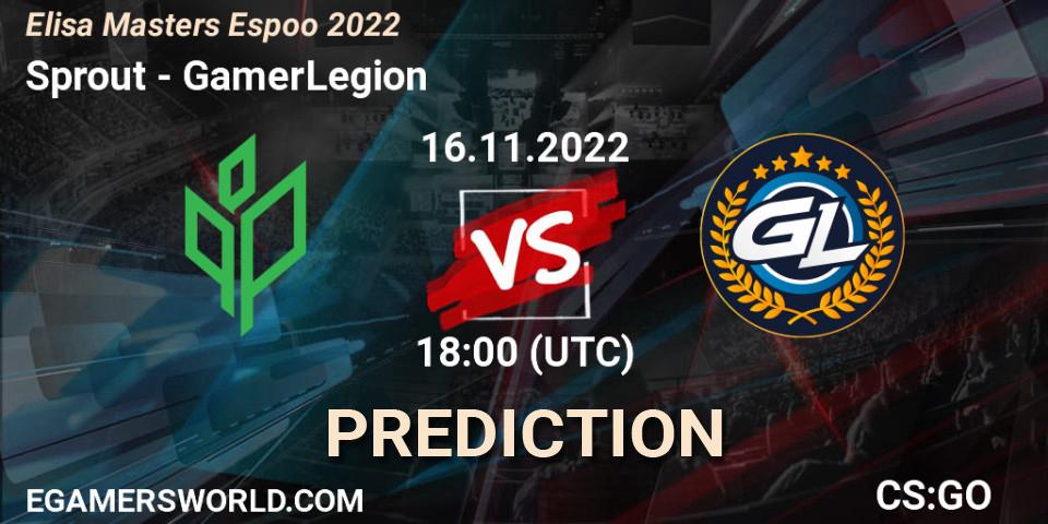 Pronóstico Sprout - GamerLegion. 16.11.2022 at 19:45, Counter-Strike (CS2), Elisa Masters Espoo 2022
