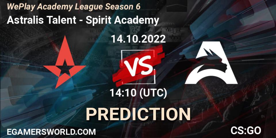 Pronóstico Astralis Talent - Spirit Academy. 14.10.2022 at 14:10, Counter-Strike (CS2), WePlay Academy League Season 6