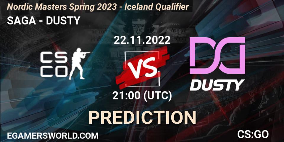Pronóstico SAGA Esports - DUSTY. 22.11.2022 at 20:00, Counter-Strike (CS2), Nordic Masters Spring 2023 - Iceland Qualifier