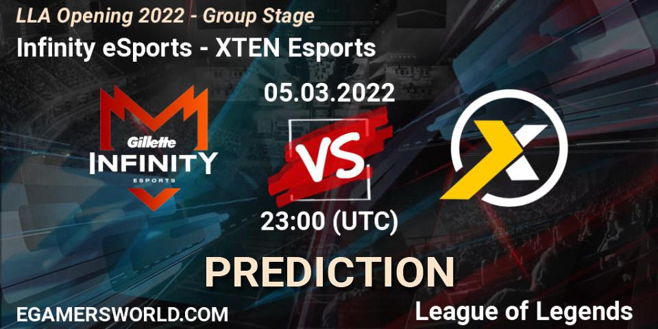 Pronóstico Infinity eSports - XTEN Esports. 05.03.2022 at 22:00, LoL, LLA Opening 2022 - Group Stage