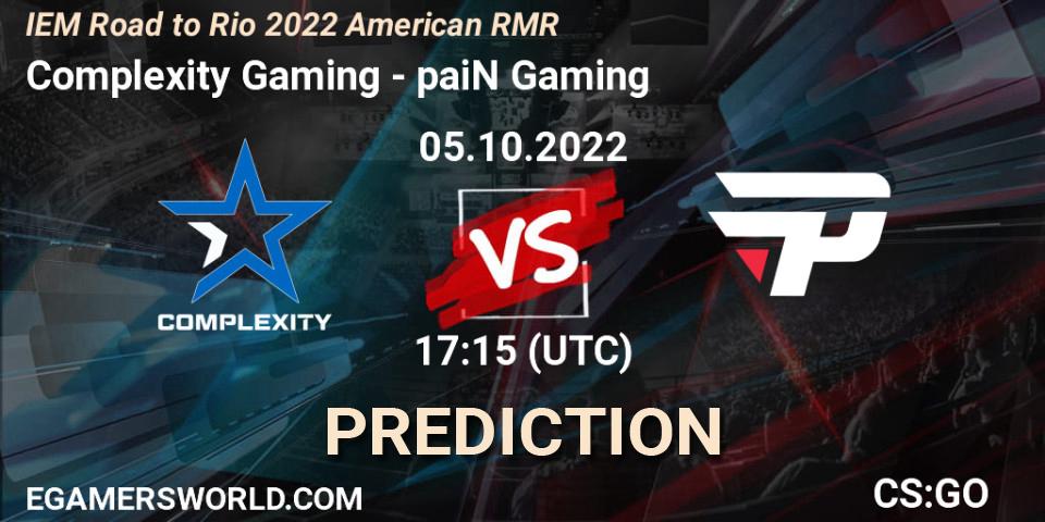 Pronóstico Complexity Gaming - paiN Gaming. 05.10.2022 at 17:50, Counter-Strike (CS2), IEM Road to Rio 2022 American RMR