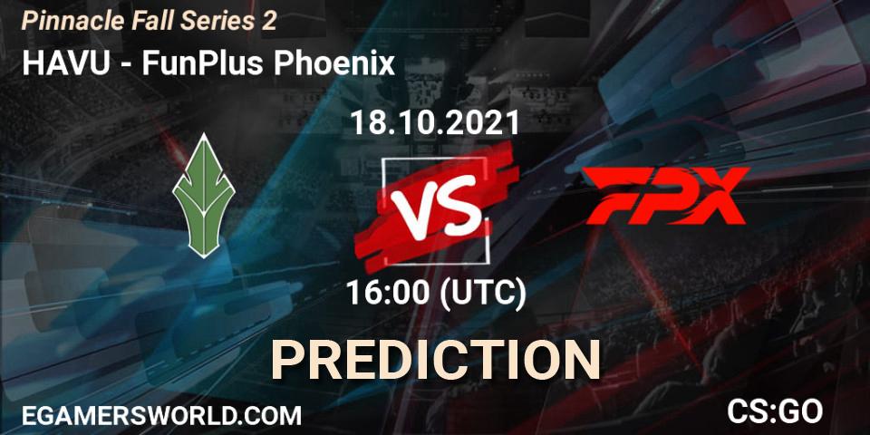 Pronóstico HAVU - FunPlus Phoenix. 18.10.2021 at 16:00, Counter-Strike (CS2), Pinnacle Fall Series #2