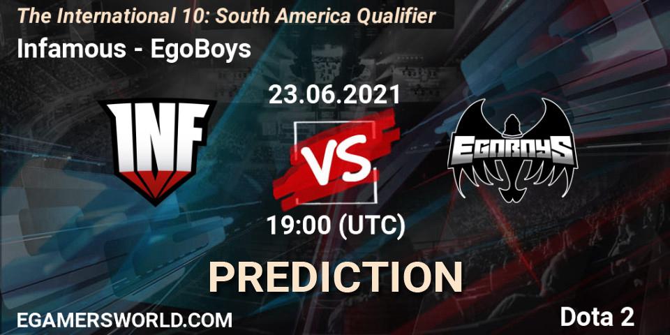Pronóstico Infamous - EgoBoys. 23.06.21, Dota 2, The International 10: South America Qualifier