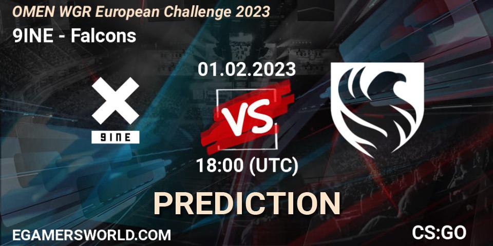Pronóstico 9INE - Falcons. 11.02.23, CS2 (CS:GO), OMEN WGR European Challenge 2023