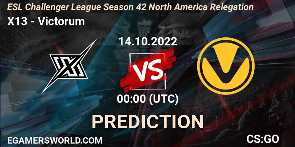 Pronóstico X13 - Victorum. 14.10.22, CS2 (CS:GO), ESL Challenger League Season 42 North America Relegation
