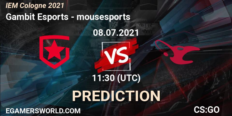 Pronóstico Gambit Esports - mousesports. 08.07.21, CS2 (CS:GO), IEM Cologne 2021