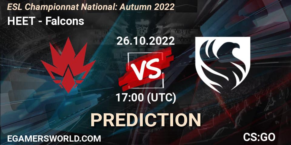 Pronóstico HEET - Falcons. 26.10.2022 at 17:00, Counter-Strike (CS2), ESL Championnat National: Autumn 2022