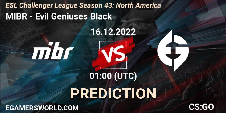 Pronóstico MIBR - Evil Geniuses Black. 16.12.22, CS2 (CS:GO), ESL Challenger League Season 43: North America