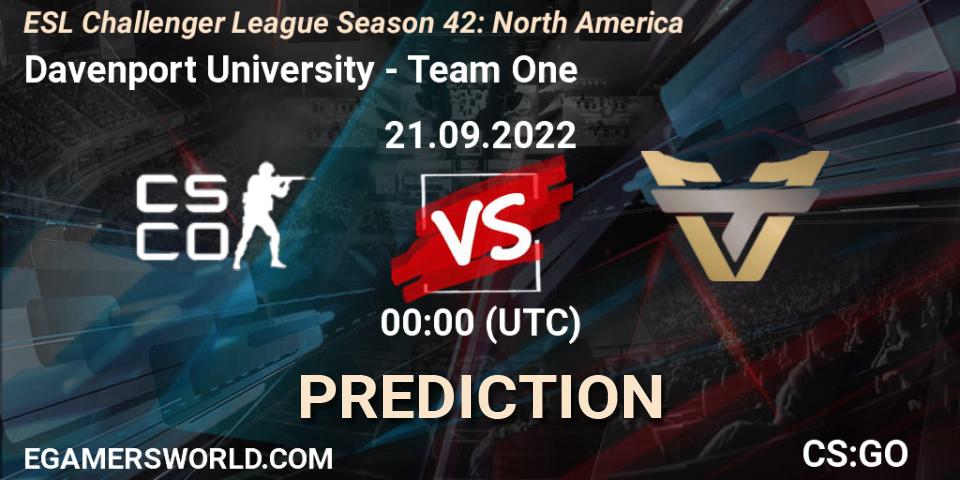 Pronóstico Davenport University - Team One. 21.09.2022 at 00:00, Counter-Strike (CS2), ESL Challenger League Season 42: North America