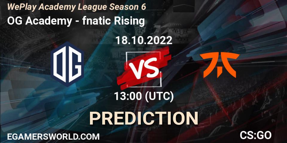 Pronóstico OG Academy - fnatic Rising. 18.10.2022 at 13:05, Counter-Strike (CS2), WePlay Academy League Season 6