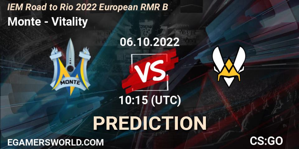 Pronóstico Monte - Vitality. 06.10.2022 at 10:55, Counter-Strike (CS2), IEM Road to Rio 2022 European RMR B
