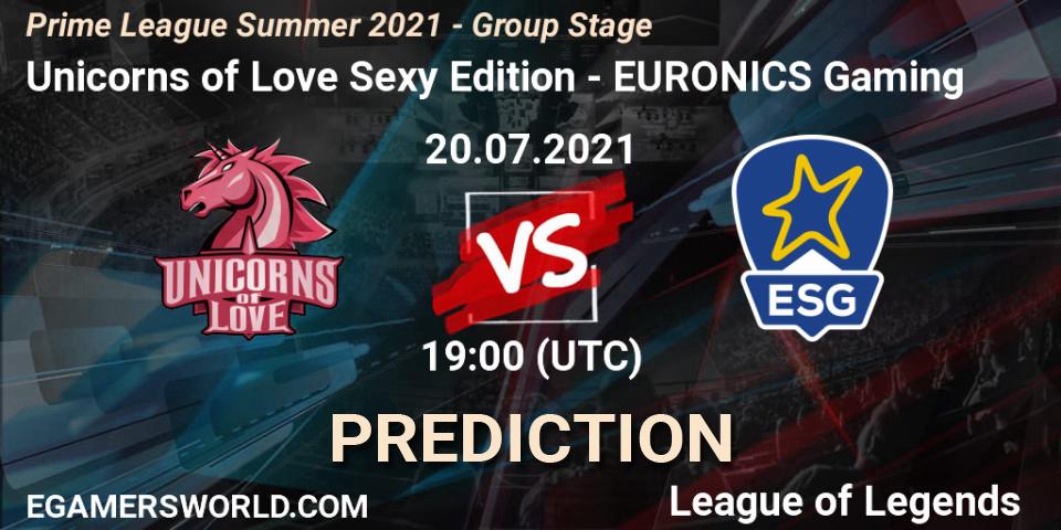 Pronóstico Unicorns of Love Sexy Edition - EURONICS Gaming. 20.07.21, LoL, Prime League Summer 2021 - Group Stage
