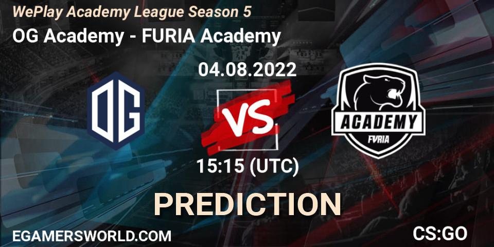 Pronóstico OG Academy - FURIA Academy. 04.08.2022 at 14:55, Counter-Strike (CS2), WePlay Academy League Season 5