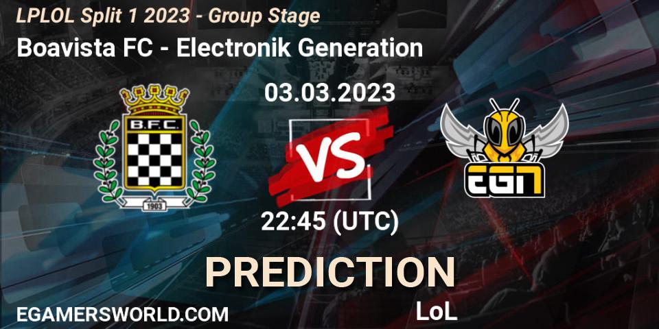 Pronóstico Boavista FC - Electronik Generation. 03.02.2023 at 22:45, LoL, LPLOL Split 1 2023 - Group Stage