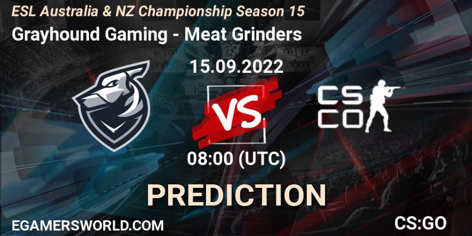 Pronóstico Grayhound Gaming - Meat Grinders. 15.09.2022 at 08:00, Counter-Strike (CS2), ESL ANZ Champs Season 15