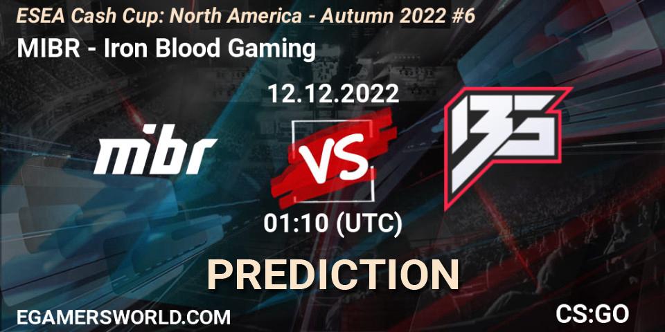 Pronóstico MIBR - Iron Blood Gaming. 12.12.22, CS2 (CS:GO), ESEA Cash Cup: North America - Autumn 2022 #6