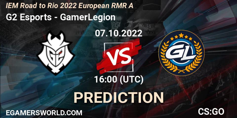Pronóstico G2 Esports - GamerLegion. 07.10.22, CS2 (CS:GO), IEM Road to Rio 2022 European RMR A