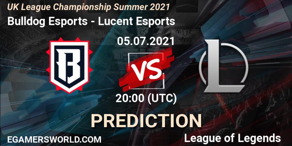 Pronóstico Bulldog Esports - Lucent Esports. 05.07.2021 at 20:00, LoL, UK League Championship Summer 2021