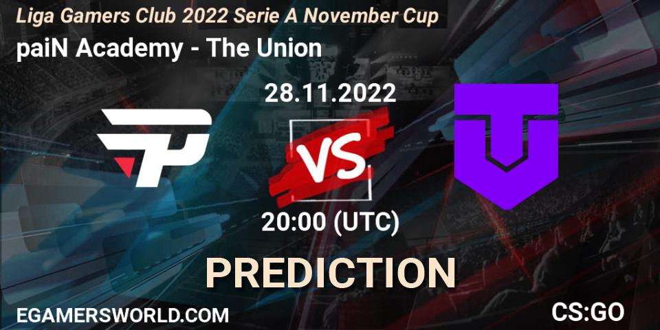 Pronóstico paiN Academy - The Union. 28.11.22, CS2 (CS:GO), Gamers Club Liga Série A: November 2022