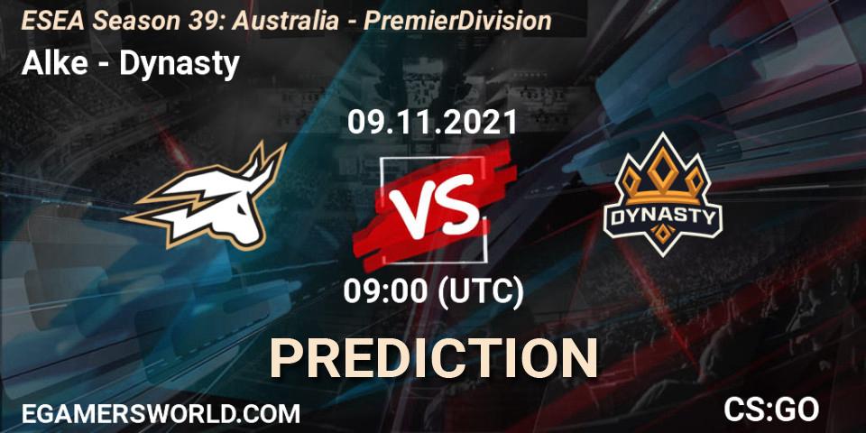Pronóstico Alke - Dynasty. 09.11.2021 at 09:00, Counter-Strike (CS2), ESEA Season 39: Australia - Premier Division