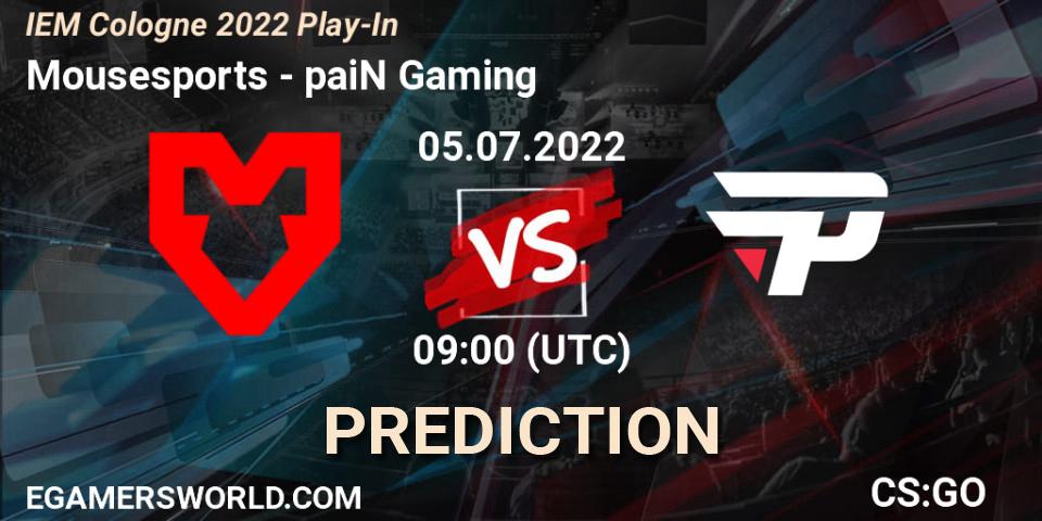Pronóstico Mousesports - paiN Gaming. 05.07.2022 at 09:00, Counter-Strike (CS2), IEM Cologne 2022 Play-In