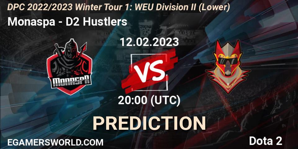 Pronóstico Monaspa - D2 Hustlers. 12.02.23, Dota 2, DPC 2022/2023 Winter Tour 1: WEU Division II (Lower)