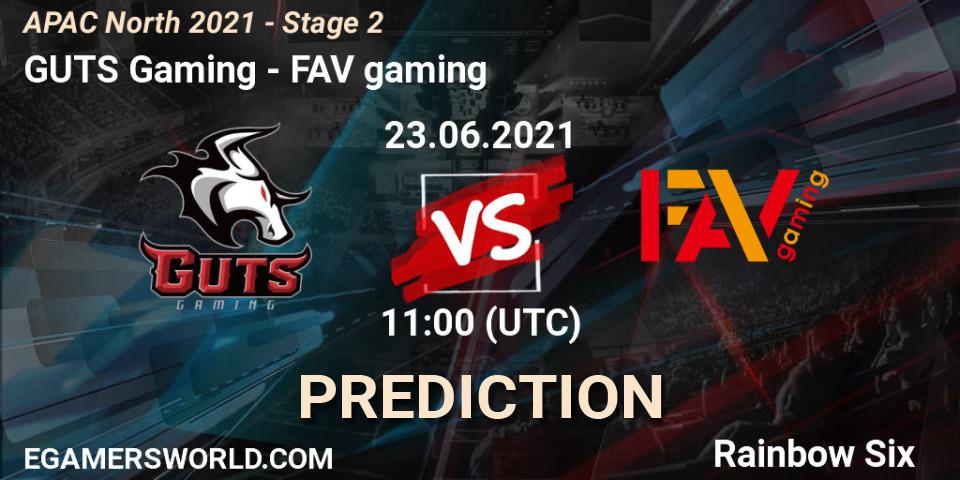 Pronóstico GUTS Gaming - FAV gaming. 23.06.2021 at 11:00, Rainbow Six, APAC North 2021 - Stage 2