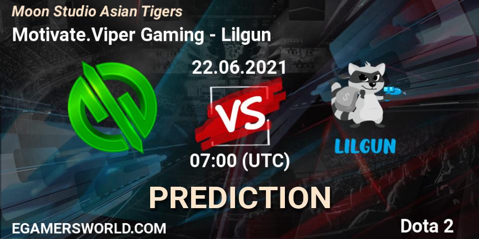 Pronóstico Motivate.Viper Gaming - Lilgun. 22.06.2021 at 08:20, Dota 2, Moon Studio Asian Tigers