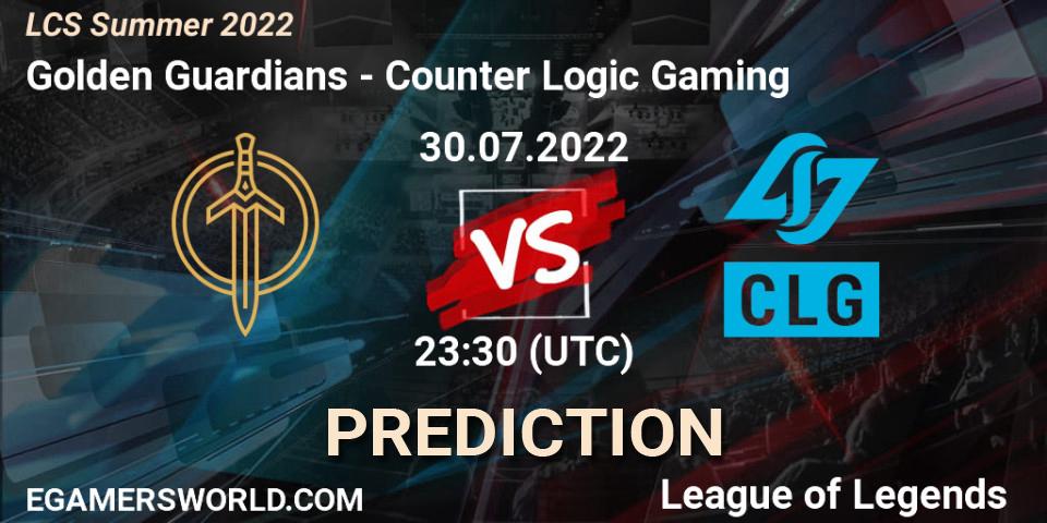 Pronóstico Golden Guardians - Counter Logic Gaming. 30.07.22, LoL, LCS Summer 2022