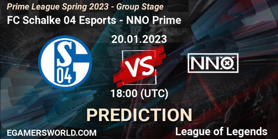 Pronóstico FC Schalke 04 Esports - NNO Prime. 20.01.2023 at 21:00, LoL, Prime League Spring 2023 - Group Stage
