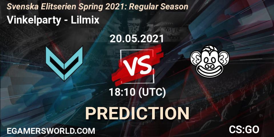 Pronóstico Vinkelparty - Lilmix. 20.05.2021 at 18:10, Counter-Strike (CS2), Svenska Elitserien Spring 2021: Regular Season