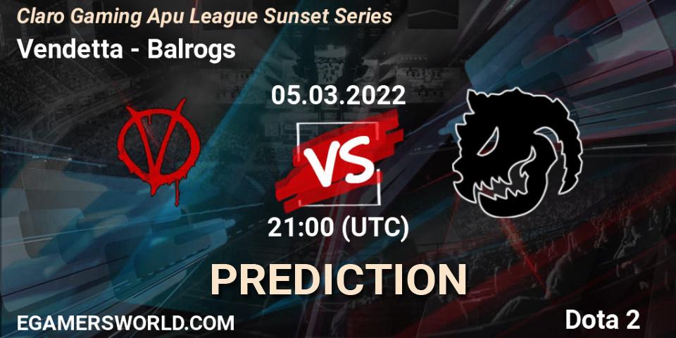 Pronóstico Vendetta - Balrogs. 08.03.2022 at 16:09, Dota 2, Claro Gaming Apu League Sunset Series