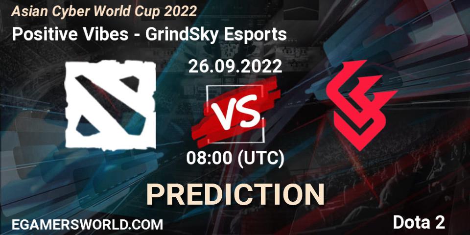 Pronóstico Positive Vibes - GrindSky Esports. 26.09.2022 at 08:28, Dota 2, Asian Cyber World Cup 2022