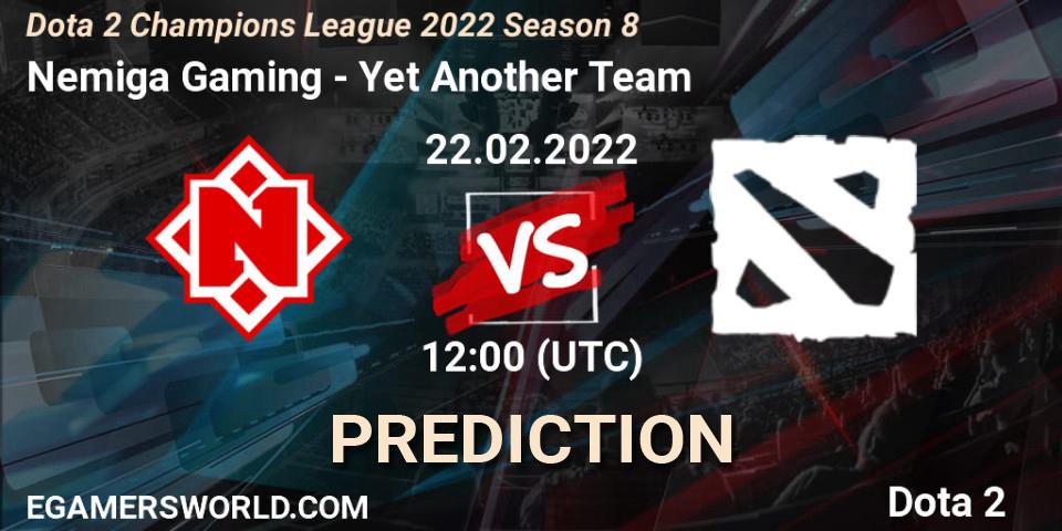 Pronóstico Nemiga Gaming - Yet Another Team. 22.02.2022 at 12:00, Dota 2, Dota 2 Champions League 2022 Season 8