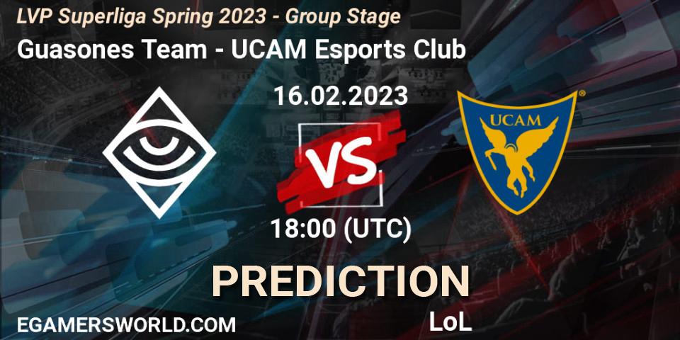 Pronóstico Guasones Team - UCAM Esports Club. 16.02.2023 at 17:00, LoL, LVP Superliga Spring 2023 - Group Stage