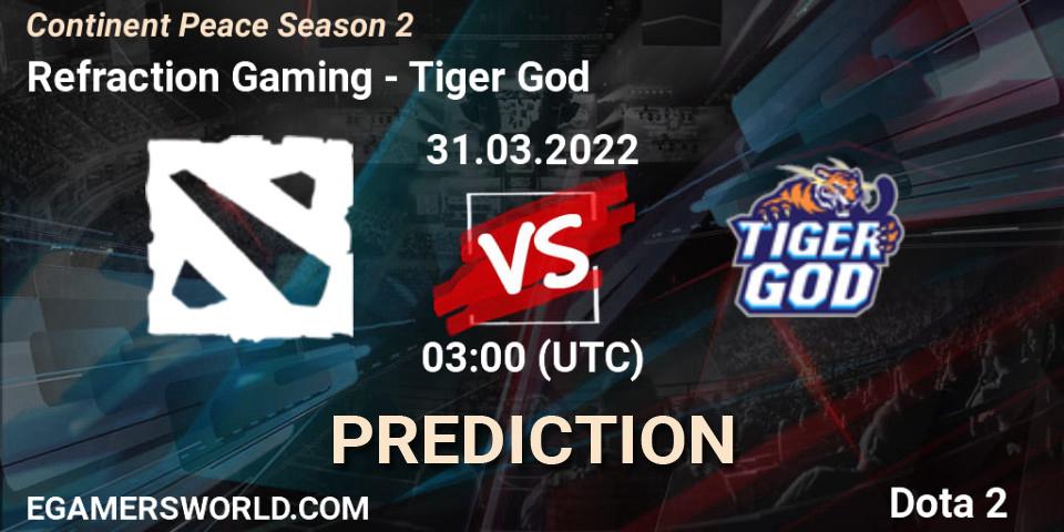 Pronóstico Refraction Gaming - Tiger God. 31.03.2022 at 03:15, Dota 2, Continent Peace Season 2 